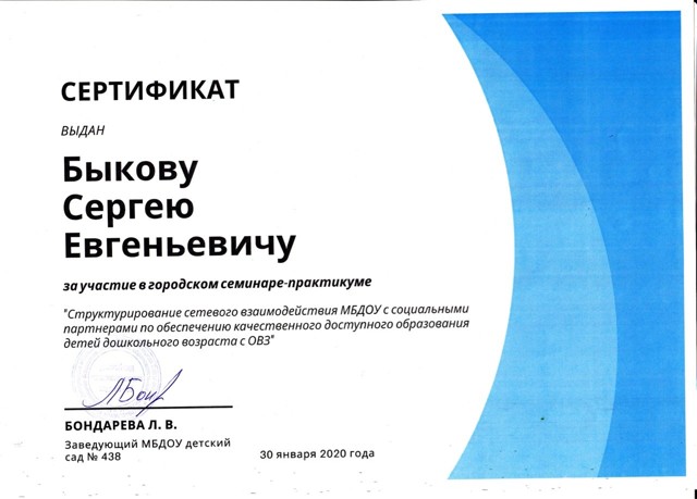 Городской семинар-практикум "Структурирование сетевого взаимодействия МБДОУ с социальными партнерами по обеспечению качественного доступного образования детей дошкольного возраста с ОВЗ"